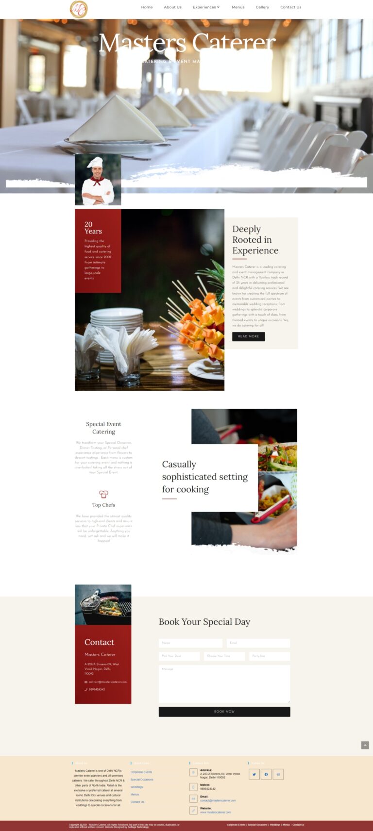 website design for catering services